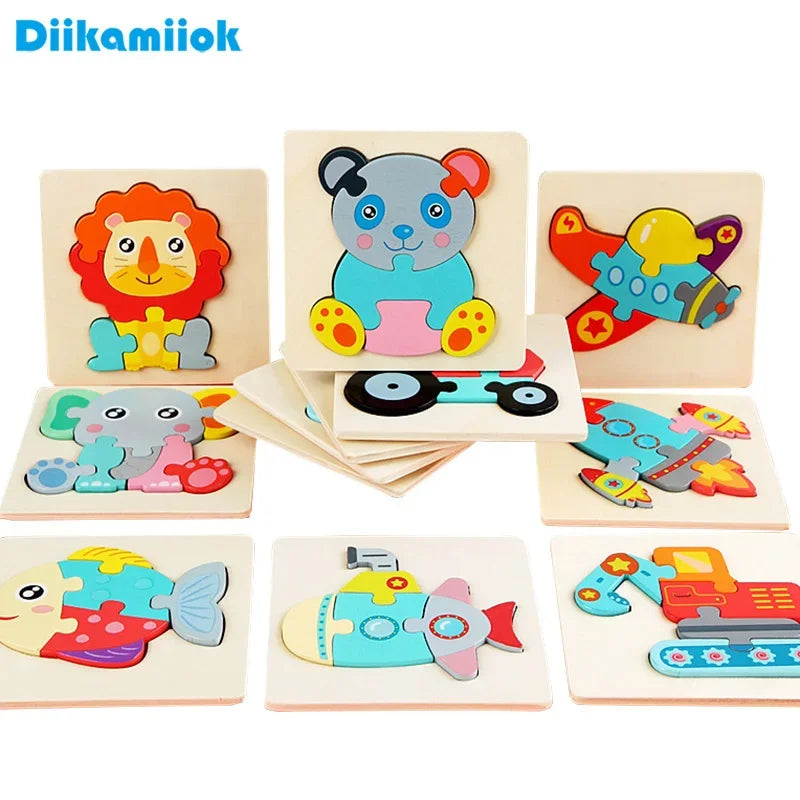 Colorful 3D Wooden Animal Puzzle – Montessori Educational Jigsaw Toy, 10.7 cm (4.21 in)