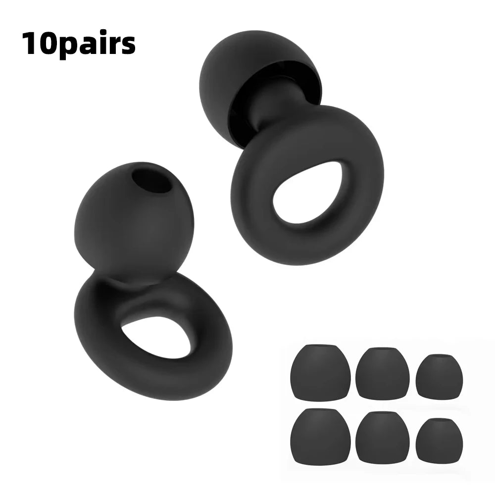 Silicone Earplugs 4 Pairs - Reusable Hypoallergenic Ear Plugs for Swimming & Sleep Noise Reduction (XS S M L)