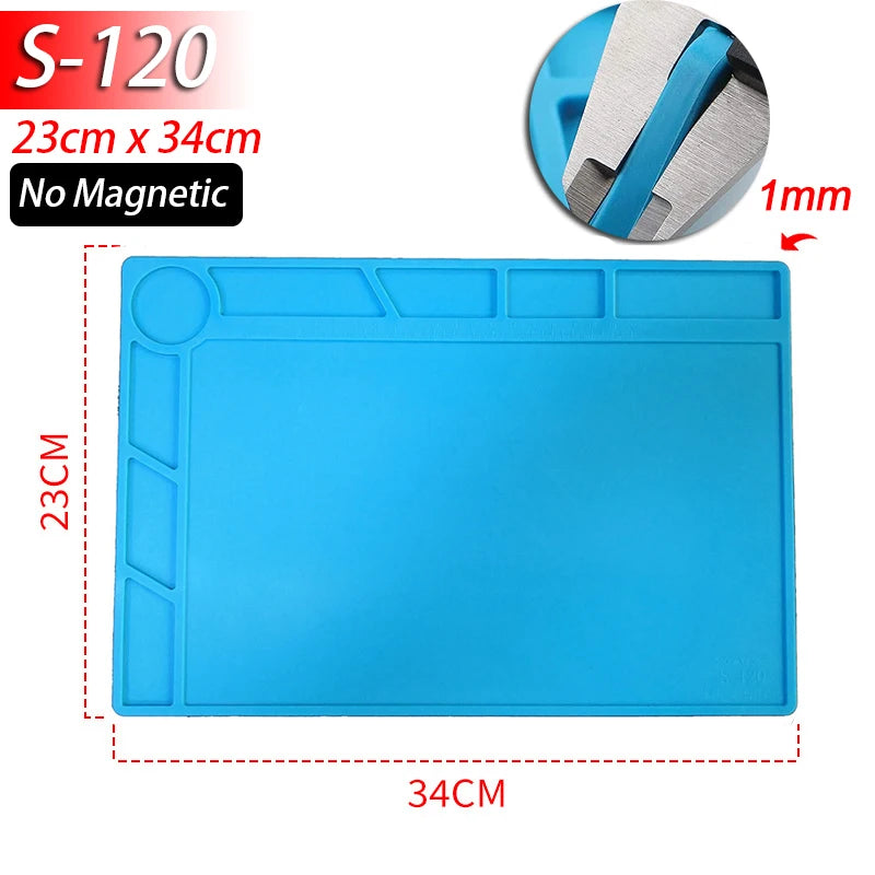 Silicone Soldering Work Mat Heat-Resistant to 932°F (500°C) Anti-Static Magnetic Repair Mat for Electronics, Phones, Laptops & Watches