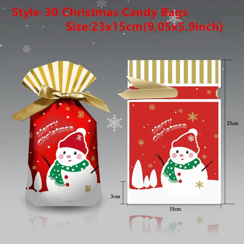 20/50-Pack Christmas Plastic Santa Gift Bags – Candy Packaging & Xmas Party Favor Bags
