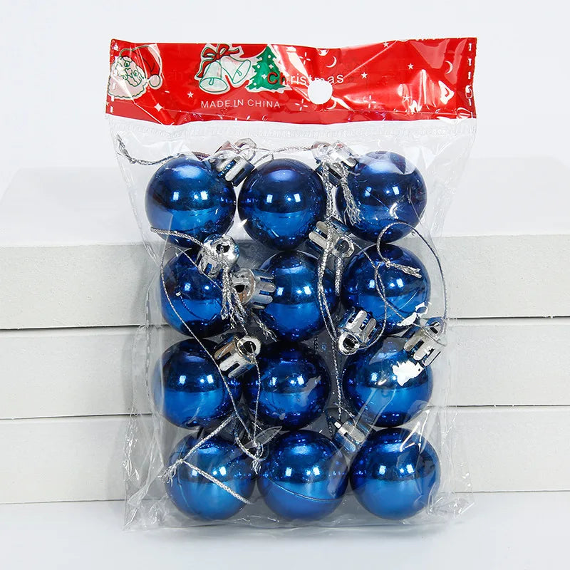 12-Pack 3 cm (1.18 in) Christmas Tree Ornaments - Glitter Baubles Hanging Decorations for Home & Party