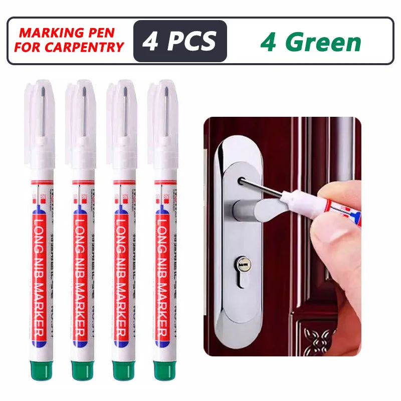 20mm Deep-Reach Long Nib Marker Pen for Wood & Metal — Waterproof Carpenter Marking Pen, 13.7cm (5.4in), Multi-Pack (1–40 pcs)
