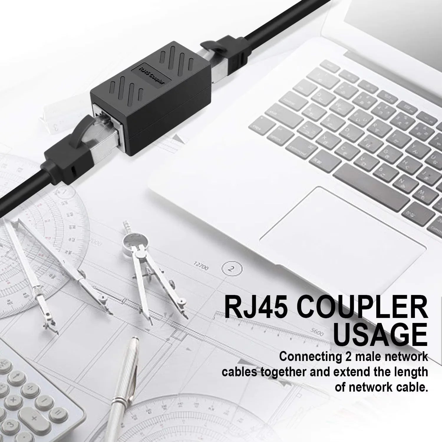RJ45 Female-to-Female Coupler Cat5/Cat6 Ethernet Gigabit Inline Adapter Network Extender