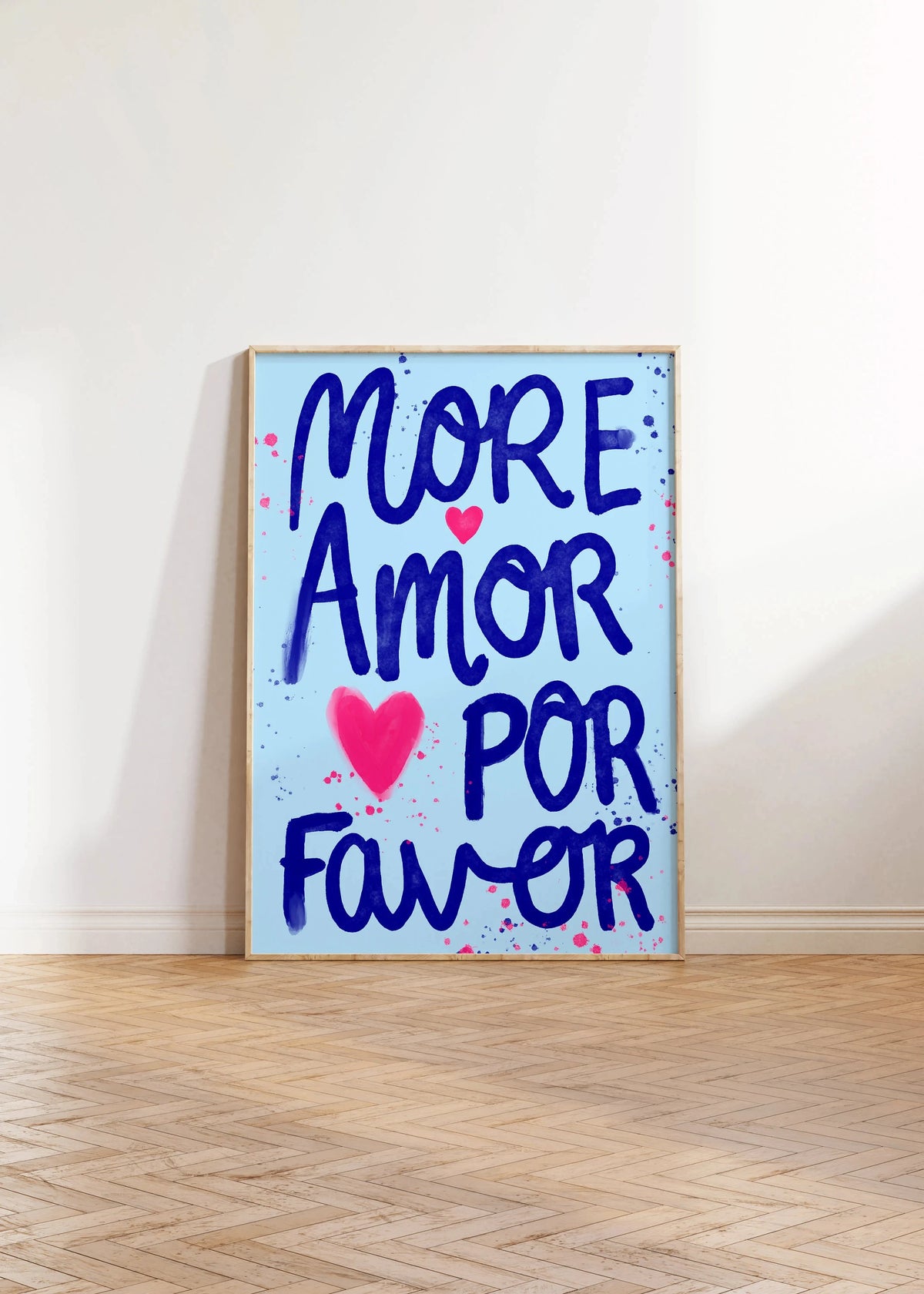 1pc Frameless Love Quote Canvas Wall Art - Pink & Blue Abstract Modern Home Decor