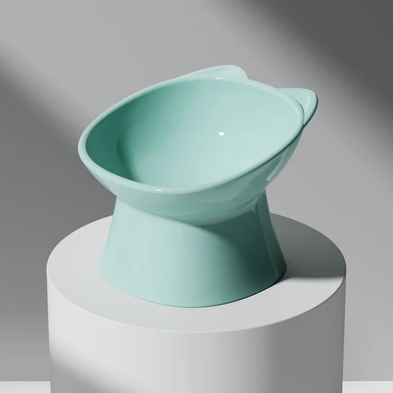 Anti-Tip Elevated Cat Bowl - Nordic Square Double-Handle Raised Pet Feeding & Water Bowl