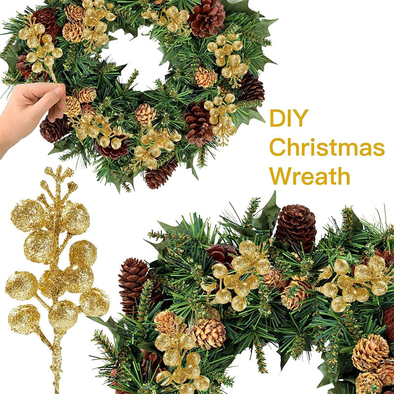 10/20-Pack Glitter Artificial Berries Christmas Ornaments for Tree & Holiday Home Decor