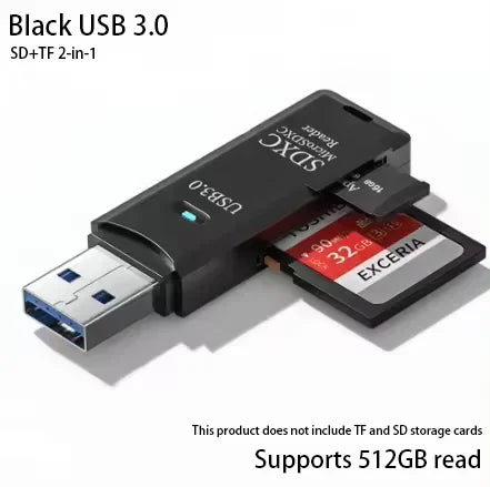 Multi-Functional 2-in-1 High-Speed USB 3.0/2.0 SD & TF Card Reader for PC, Laptop, Tablet, Camera, Car