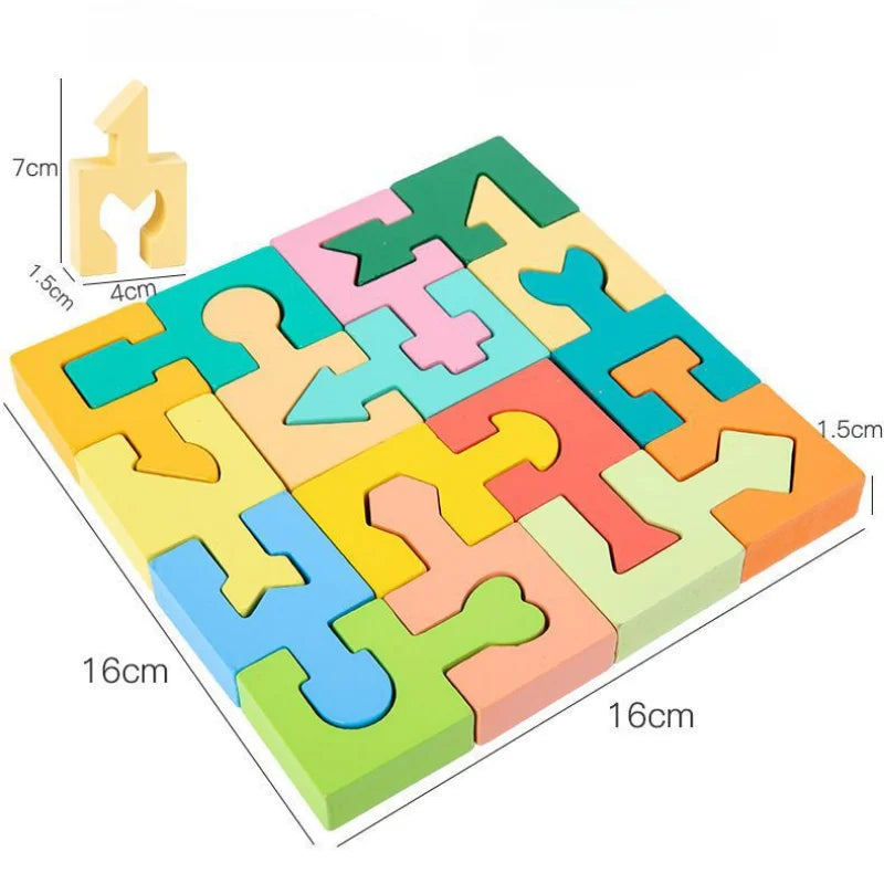 Wooden Shape-Matching Puzzle Blocks for Kids – Montessori Educational Toy, Ages 3-12