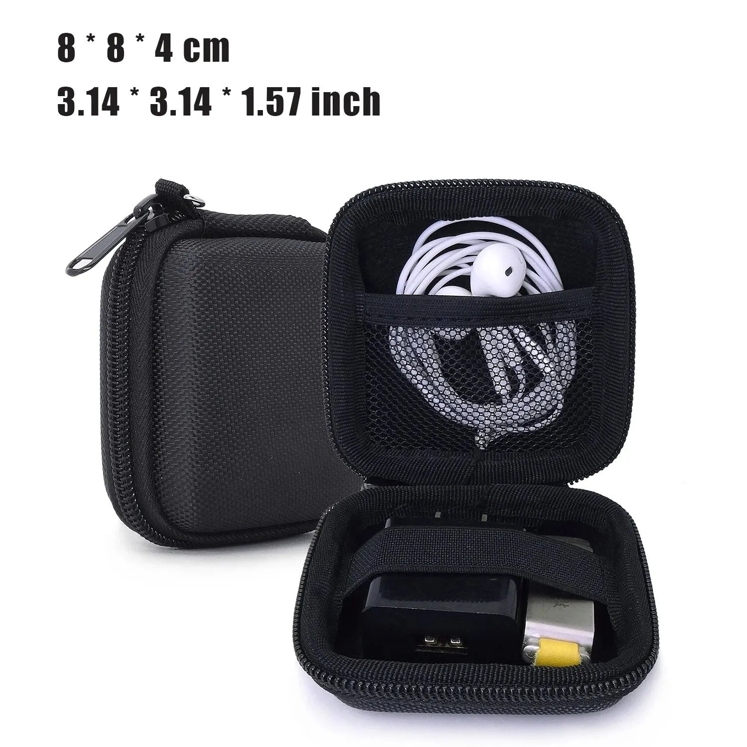 Portable Earphone & Cable Organizer Case — Leather Digital Gadget Storage Pouch