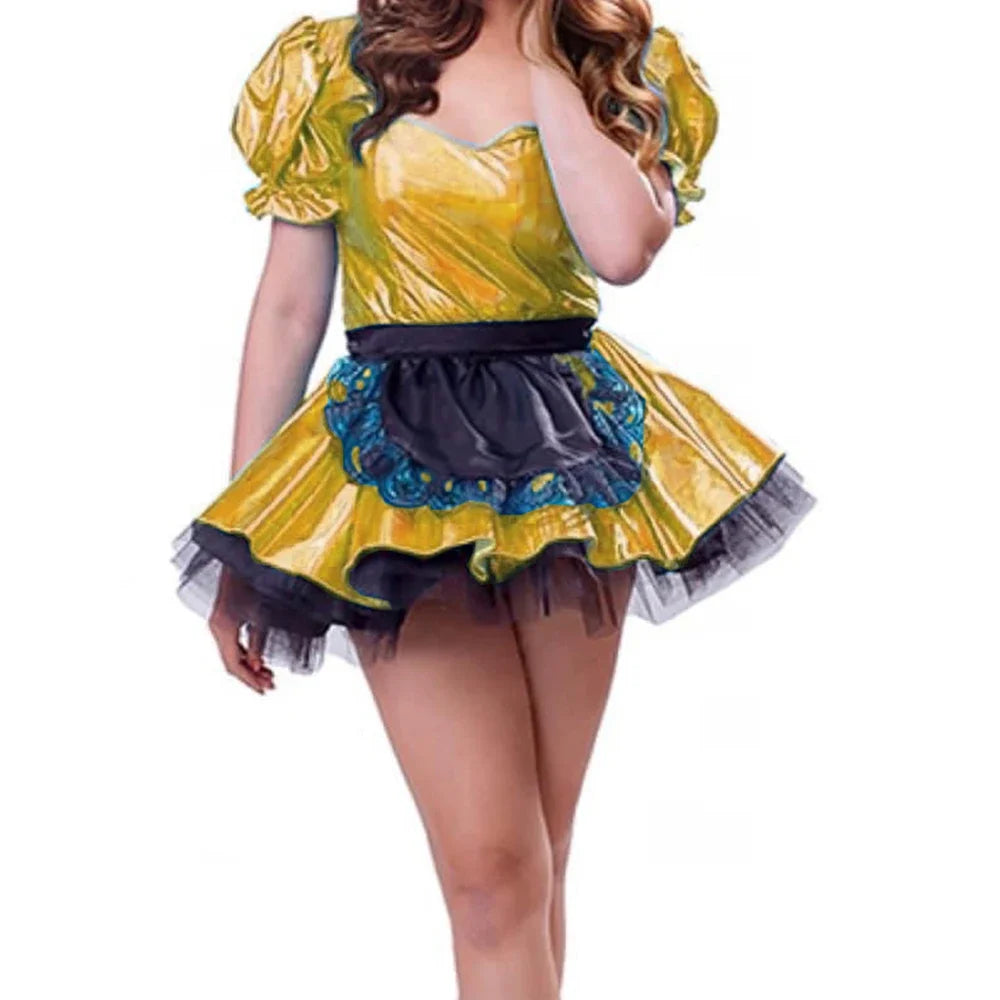 Women's Maid Cosplay Apron Dress - Lolita Puff Sleeve Mini Ball Gown, Plus Sizes XS–7XL