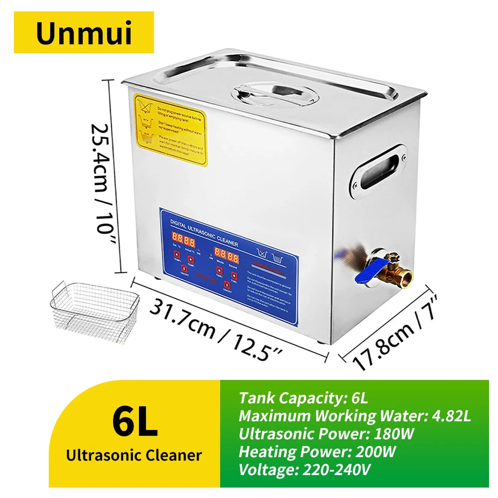 Heated Ultrasonic Cleaner 2L–30L (0.53–7.93 gal) Ultrasonic Cleaning Bath for Jewelry, Watches, Glasses & Tools
