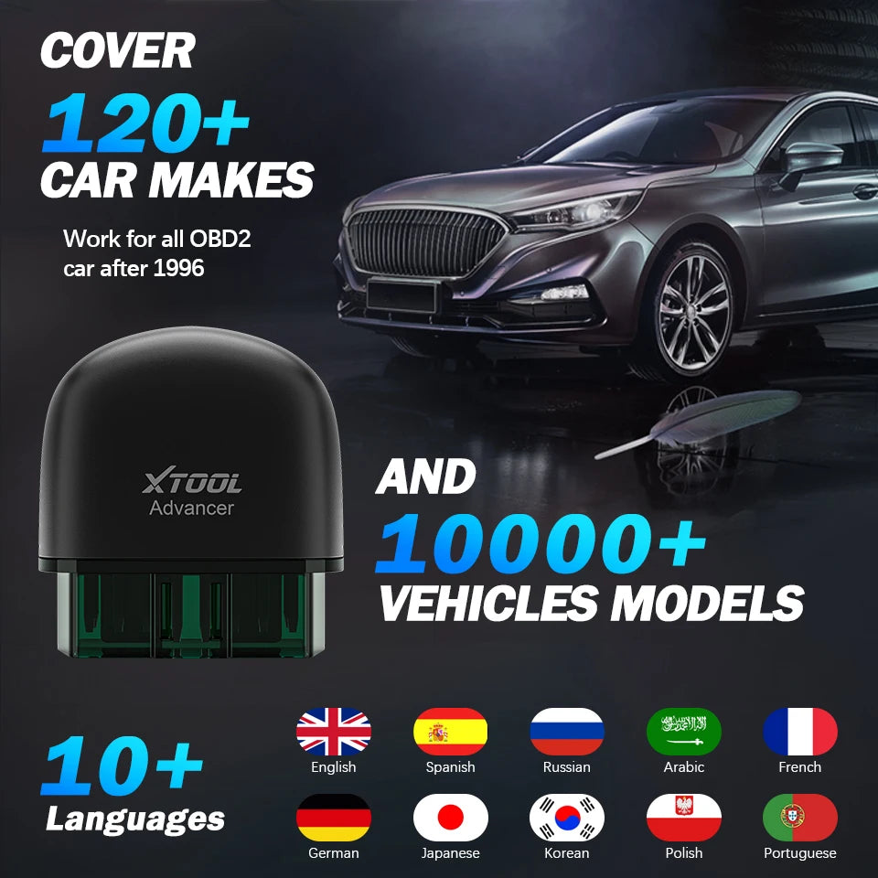 All-System OBD2 Bluetooth Car Diagnostic Scanner — Full System Code Reader & Battery Test for iPhone & Android