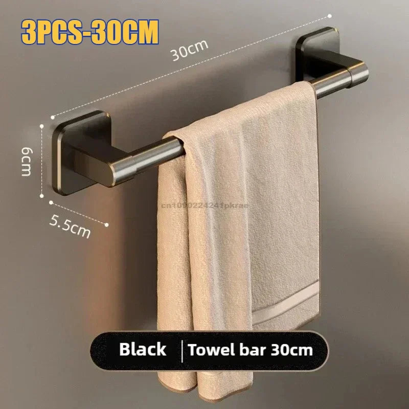 No-Drill Wall Mounted Aluminum Towel Rack for Bathroom & Kitchen Horizontal Bar 50-60 cm (19.7-23.6 in)