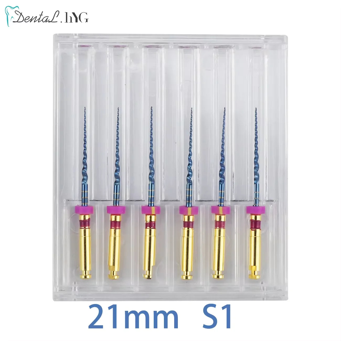 Gold-Coated NiTi Rotary Root Canal Files 6-Pack - Endodontic Files 19mm (0.75in) & 21mm (0.83in)