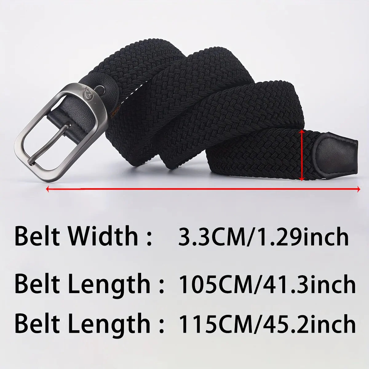 Woven Elastic No-Hole Belt – Unisex Stretch Adjustable Belt for Outdoor, Climbing & Work (3.3 cm / 1.3 in)