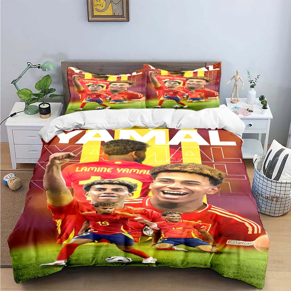 3-Piece Football 3D Print Microfiber Duvet Cover Set with Pillowcases – Soft Hypoallergenic Bedding
