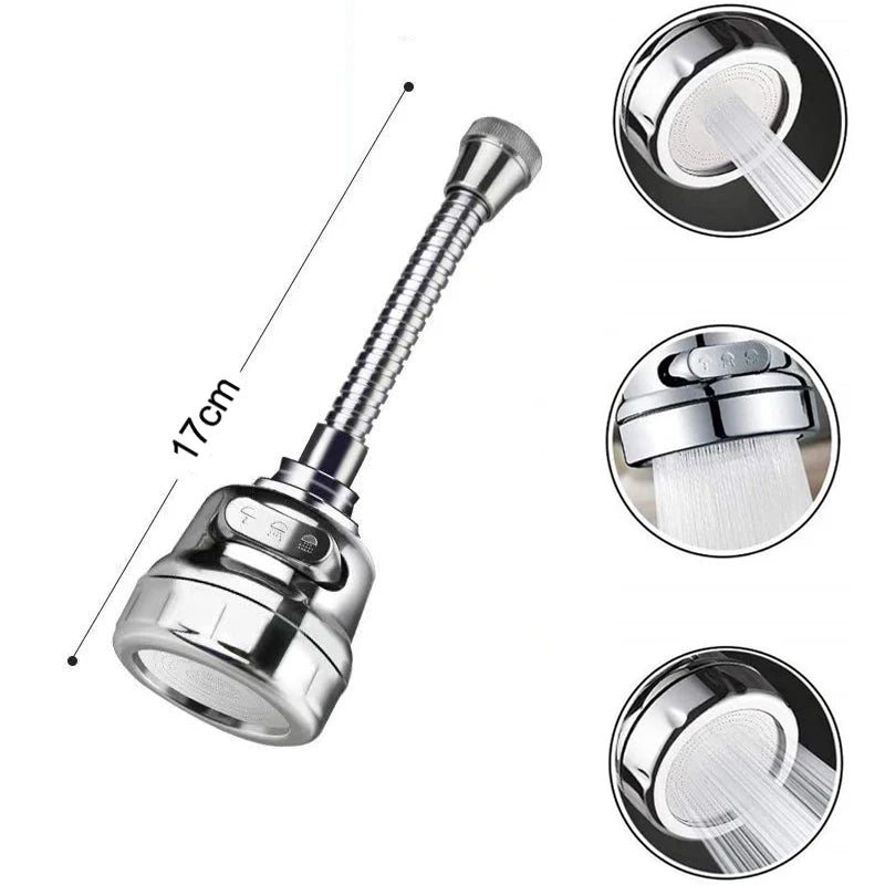 Universal 2/3-Mode Rotating Kitchen Faucet Adapter 360° Swivel Aerator Spray Nozzle, Water-Saving Tap Extender