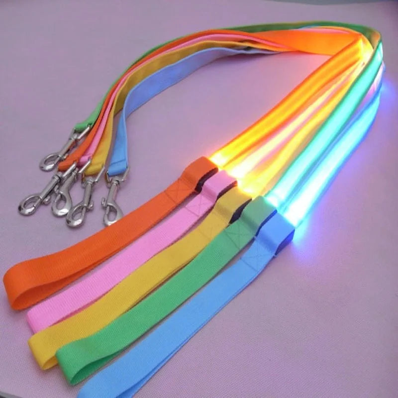 LED Light-Up Dog Leash 47.2 in (120 cm) Luminous Rope Safety Lead for Night Walks