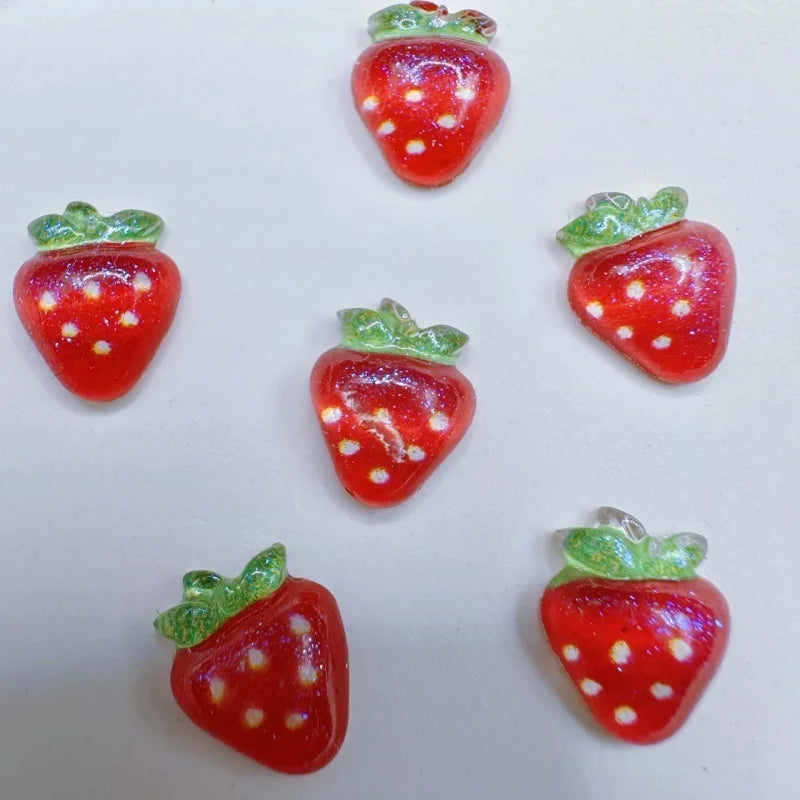 20-Pack 3D Mini Red Cherry Nail Charms Resin Nail Art Decorations for DIY Manicure