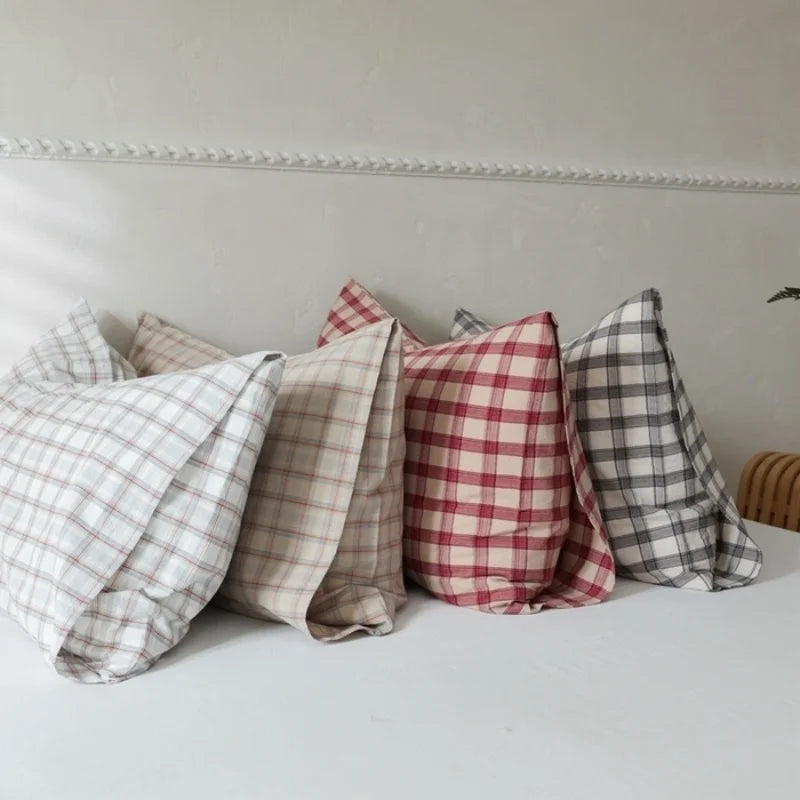 Washed Cotton Striped Pillowcase - 100% Cotton Envelope Pillow Cover, Breathable, 48 x 74 cm (19 x 29 in) - Single