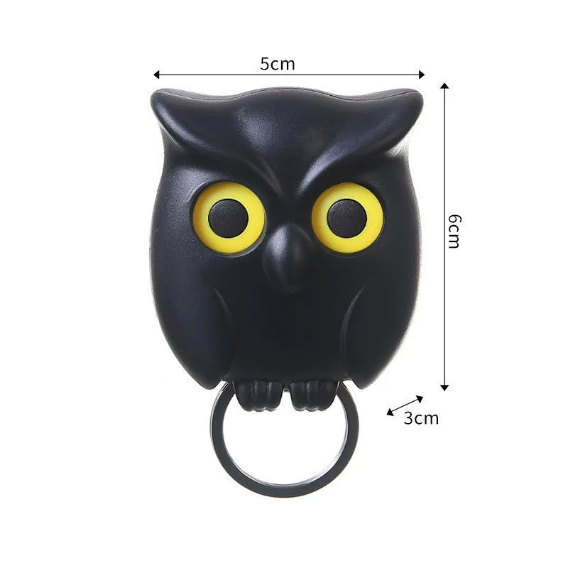 Cartoon Owl Magnetic Keychain and No-Punch Wall Hook - Blinking LED Key Storage for Kitchen & Home
