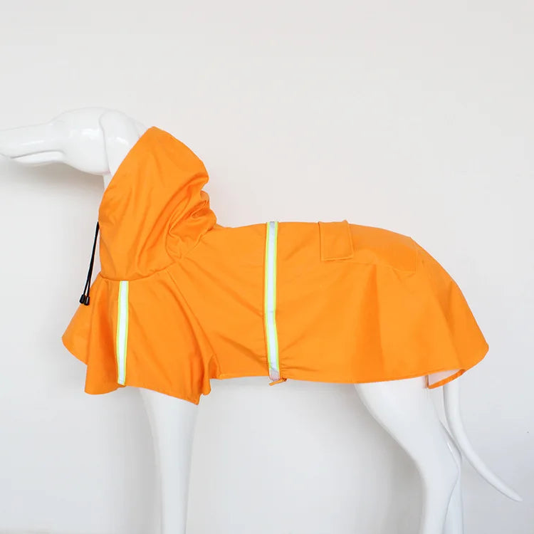 Large Hooded Dog Raincoat Waterproof Windproof Reflective Cloak for Corgi and Puppy
