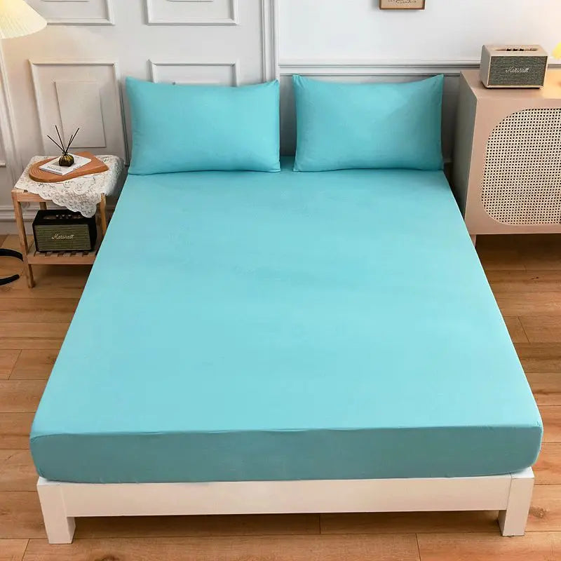 3-Piece Queen Size Polyester Bedding Set - Fitted Sheet, Pillowcases & Elastic Mattress Cover