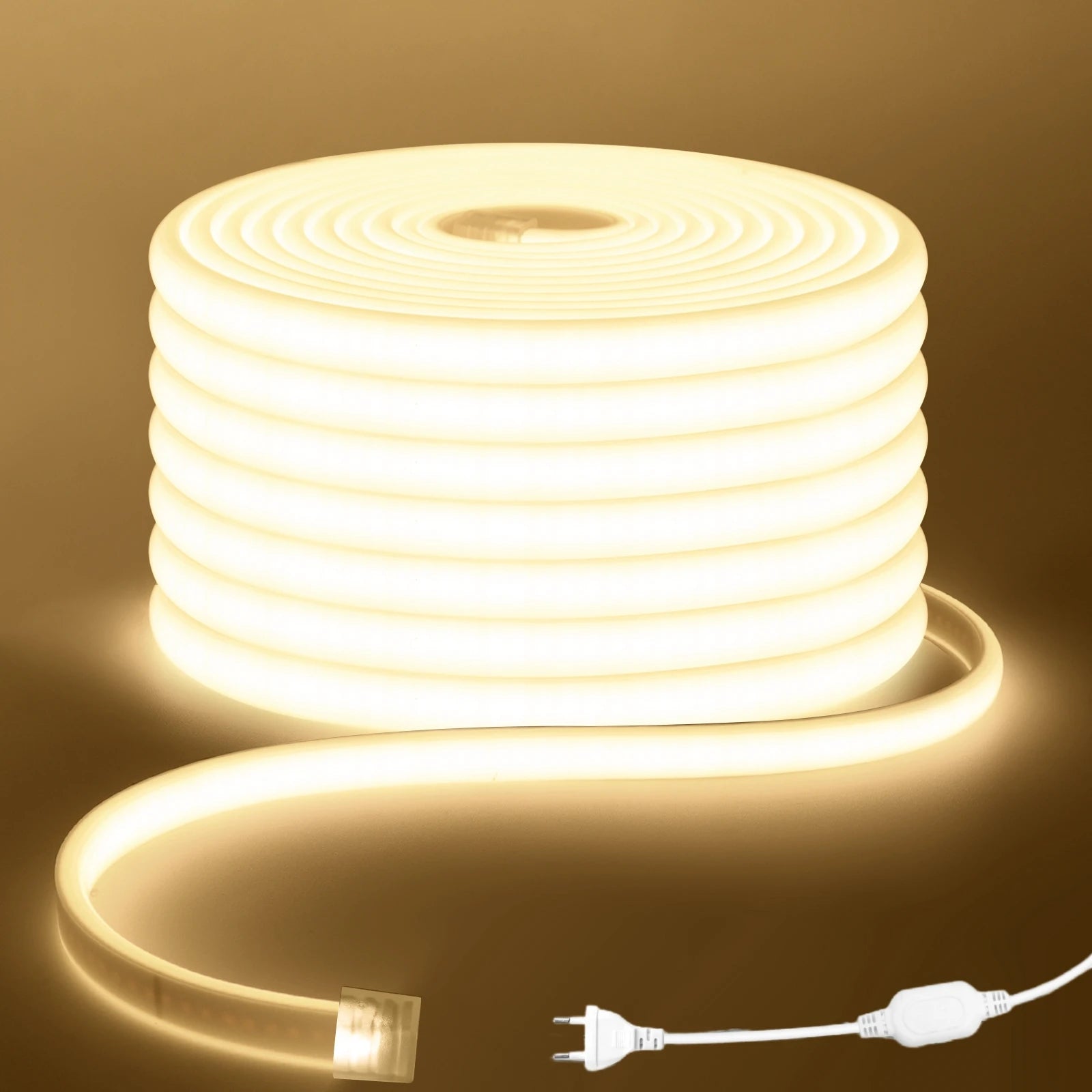 COB LED Strip Light 220-240V EU Dimmer Plug IP67 Waterproof Tape, 3000K/4000K/6000K, 288 LEDs/m