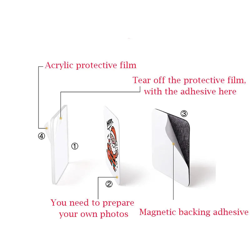 DIY Fridge Magnet Kit – 50 or 100 Pack Transparent Acrylic Magnets with Adhesive Backing (50 x 50 x 2 mm | 2.0 x 2.0 x 0.08 in)
