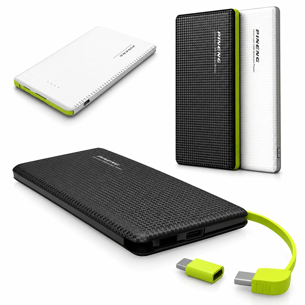 Power Bank Portátil 5000/10000mAh Bateria Externa Compacta Carregamento Rápido USB-C Lightning Micro USB