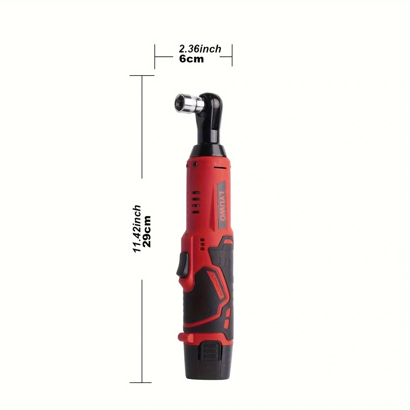 12V Cordless Right Angle Electric Wrench 45 Nm 3/8 in (9.5 mm) Ratchet Car Maintenance Tool with 4 Sockets
