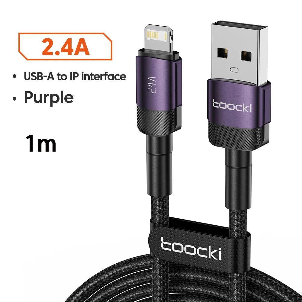USB-A to Lightning Fast Charging Cable for iPhone & iPad — 2.4A Aluminum Alloy Data Sync Cord