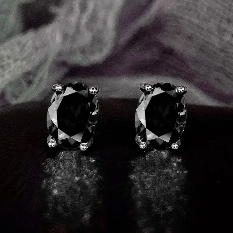 Oval Cubic Zirconia Four-Claw Stainless Steel Stud Earrings for Women - No-Fade Jewelry Gift