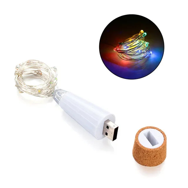 USB Rechargeable 20-LED Cork Bottle Fairy Lights for Home, Wedding, Bedroom, Party & Christmas