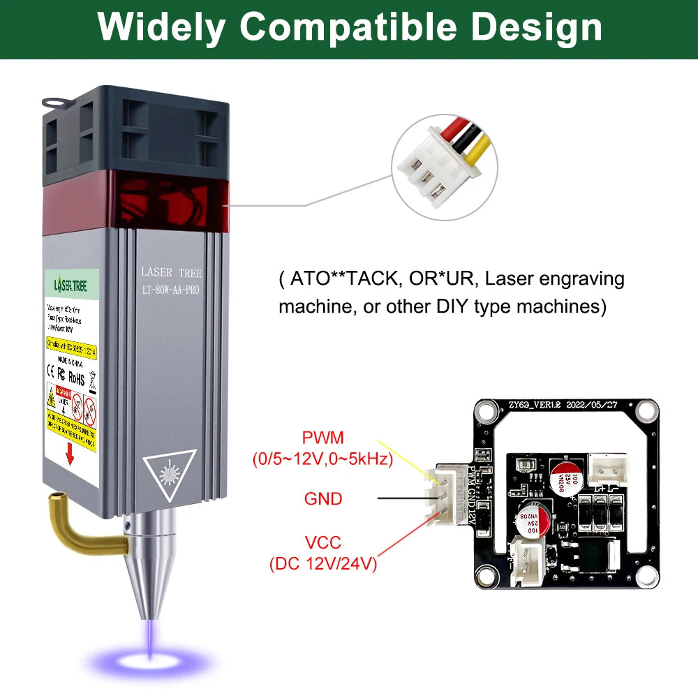Air Assist TTL Laser Module 5W 10W 20W Laser Head for Engraving & Cutting Machines, Woodworking DIY