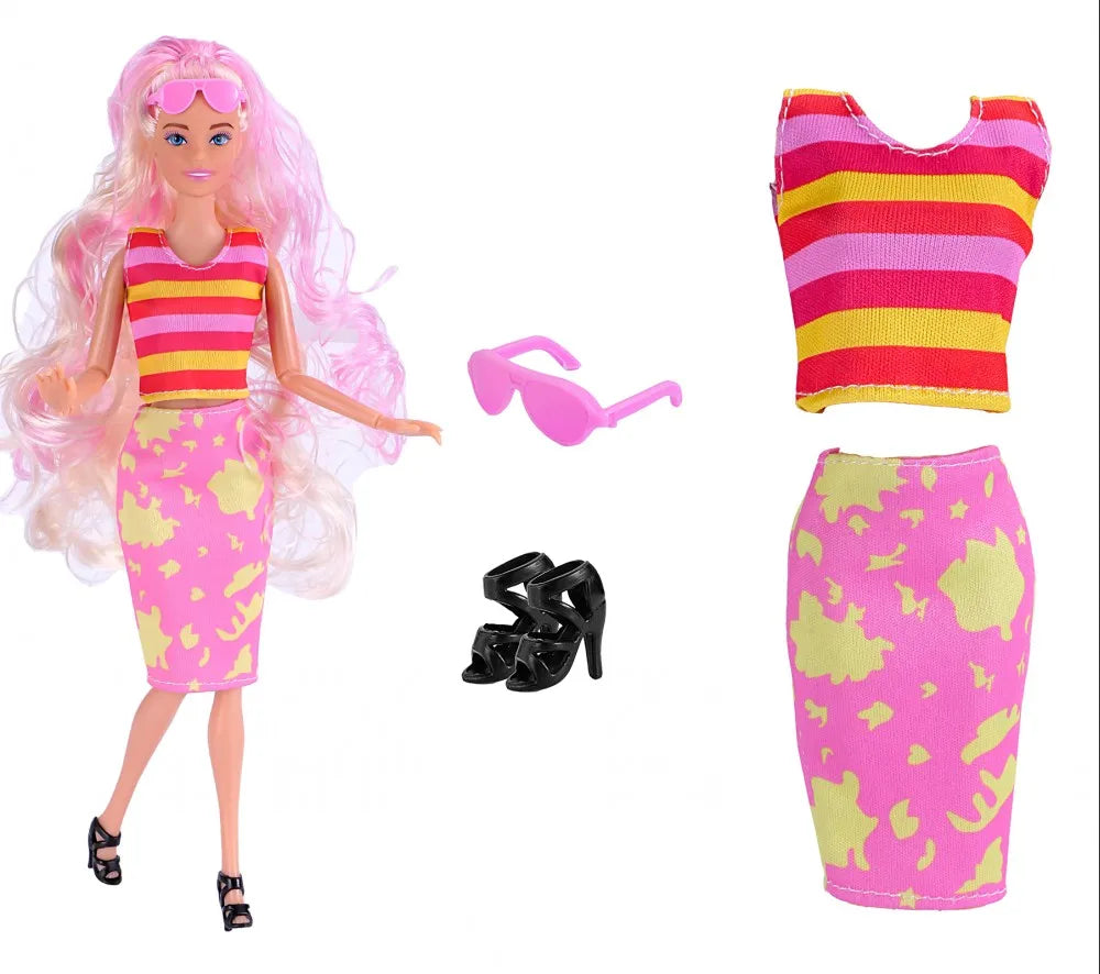 30cm Doll Clothes 1-Set Pink Fashion Outfit - Tops, Skirt, Shoes & Necklace for 11–11.8 in Dolls (BJD, Fashion Dolls)
