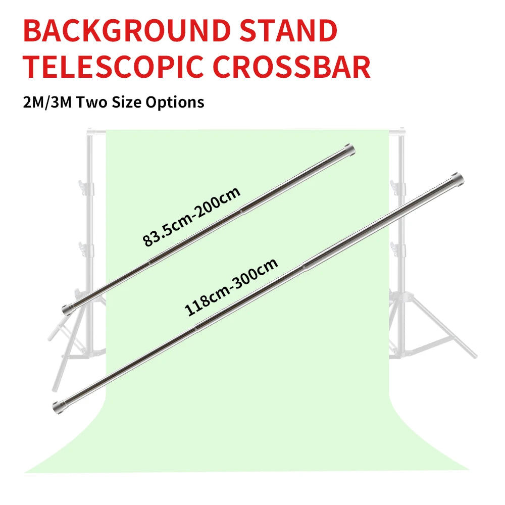 Universal Telescopic Background Crossbar 2m/3m (6.6 ft/9.8 ft) Adjustable Photography Backdrop Stand Boom