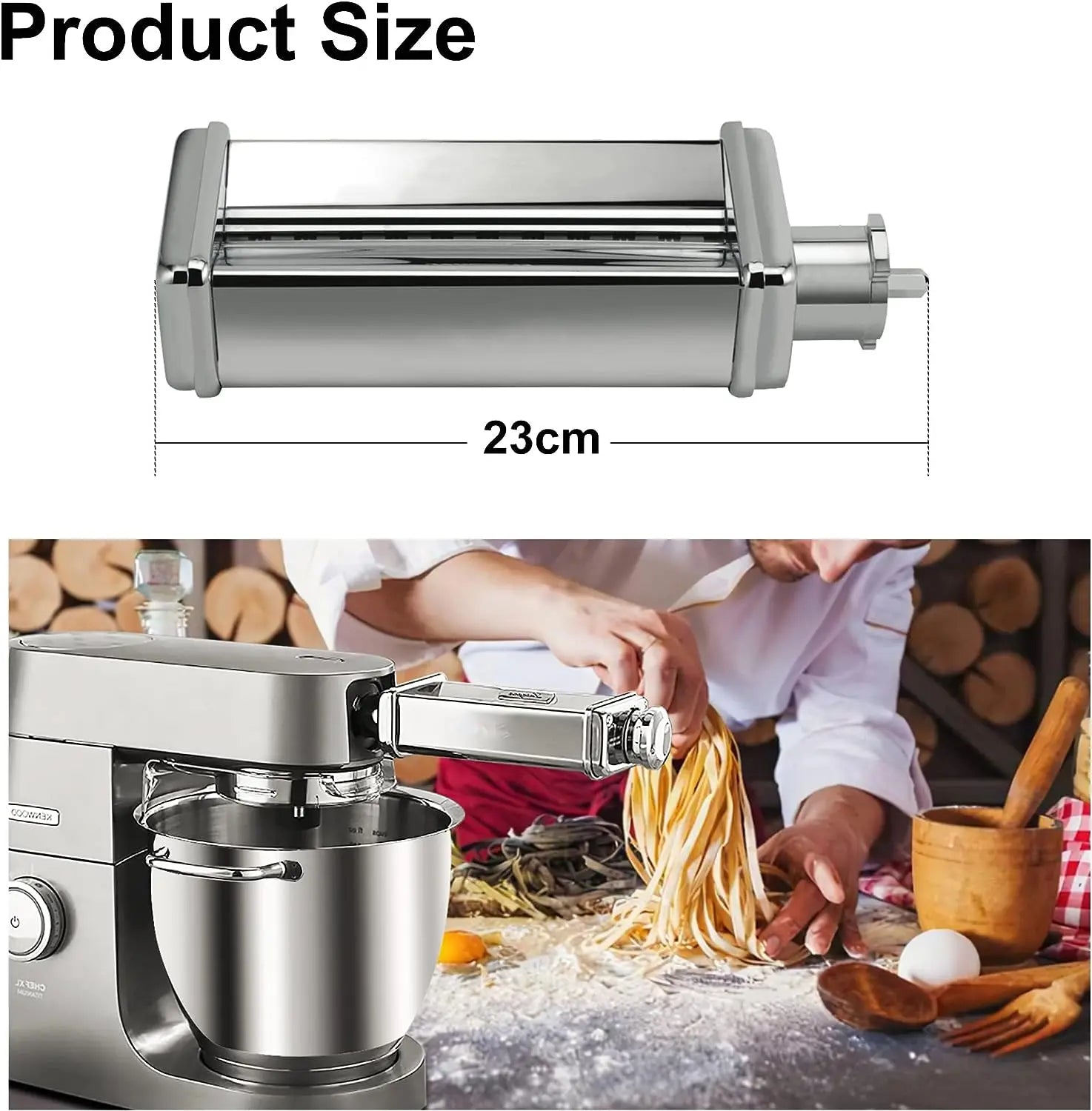 Pasta Sheeter & Cutter Set for Stand Mixers – Spaghetti & Fettuccine Cutters with Lasagne Roller and Cleaning Brush