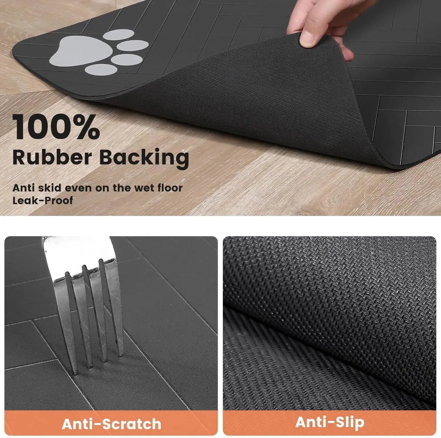 Absorbent Pet Feeding Mat with Non-Slip Rubber Backing - Waterproof Placemat for Dogs & Cats (20 x 30 cm / 7.9 x 11.8 in; 30 x 50 cm / 11.8 x 19.7 in; 40 x 60 cm / 15.7 x 23.6 in)