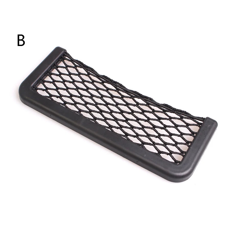 Car Back Seat Mesh Storage Net – Elastic Adhesive Organizer Pocket for Phone & Small Items