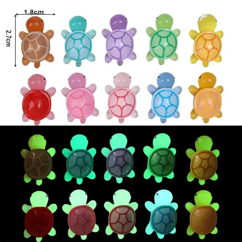 Mini Luminous Turtle Ornaments 20/50/100-Pack Glow-in-the-Dark Resin Garden & Aquarium Decor