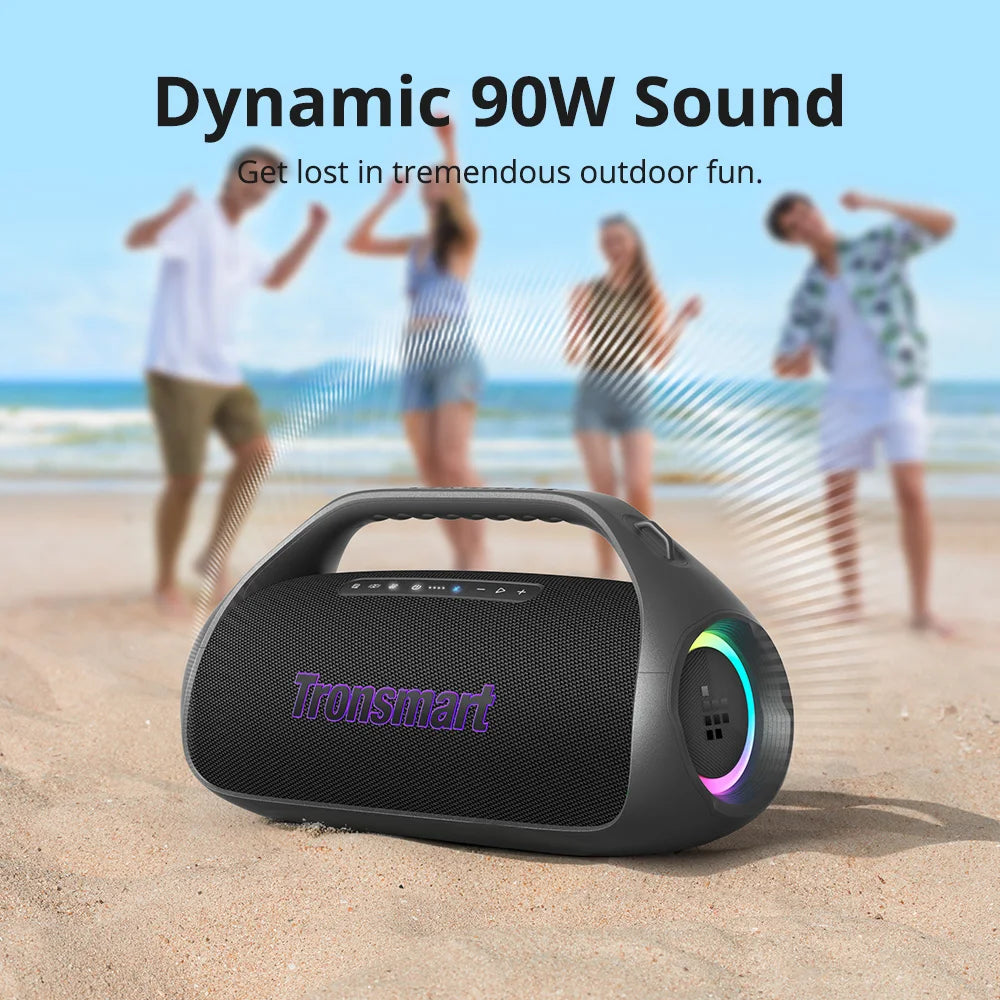 90W Portable Bluetooth Speaker — 2.1-Channel, 26H Playtime, 105dB, IPX6, Sync 100+ Speakers