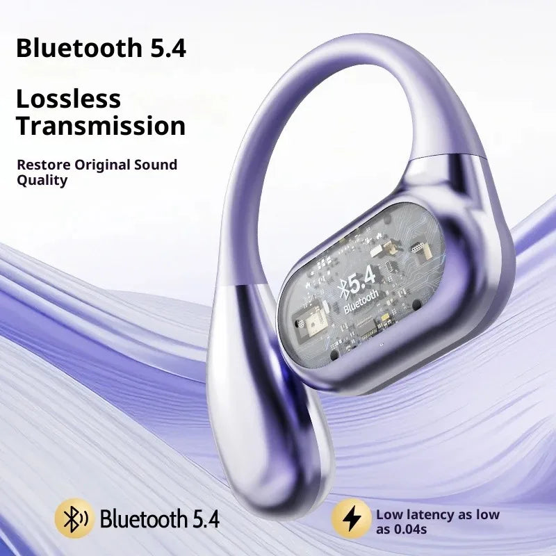 Clip-On Wireless Bluetooth Earphones with LED, Active Noise-Cancelling TWS Sport & Gaming Earbuds