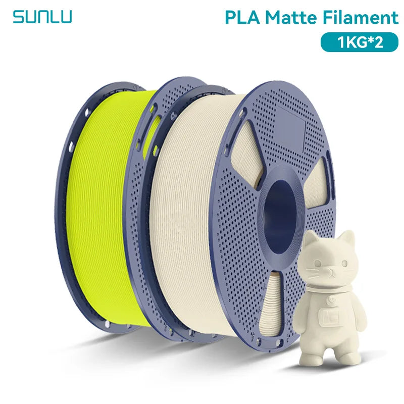 PLA Matte Filament 1.75mm 1kg Spool (2.2 lb) 2-Pack, Matte Finish Neatly Wound for FDM 3D Printers