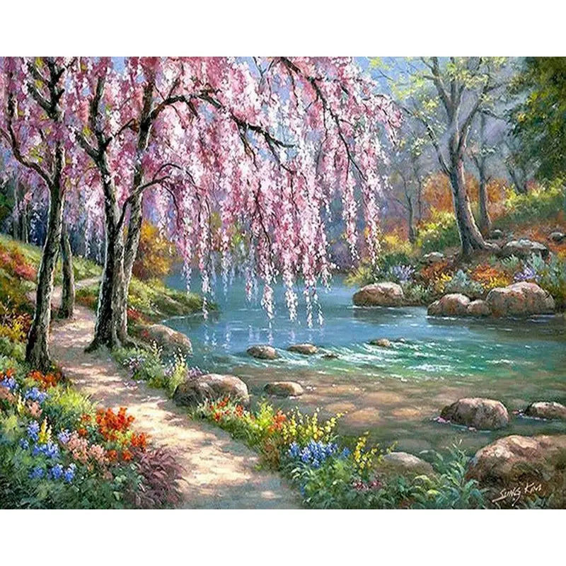Paint-by-Number Landscape Canvas Kit for Adults — DIY Acrylic Painting Set with Brushes, Paints & Hangers, Multiple Sizes (40×50 cm / 15.7×19.7 in; 50×65 cm / 19.7×25.6 in; 60×75 cm / 23.6×29.5 in)