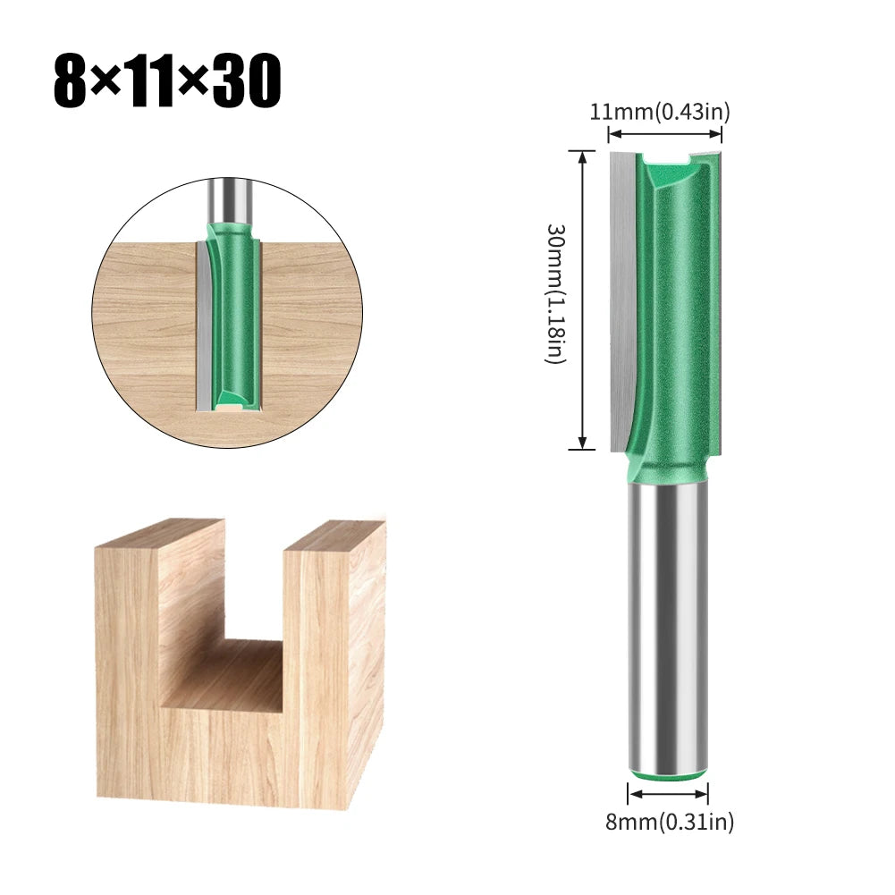 Tungsten Carbide Router Bit 3-20mm (0.12-0.79 in) Diameter, 8mm (0.315 in) Shank, Single/Double Flute Straight Bit for Woodworking