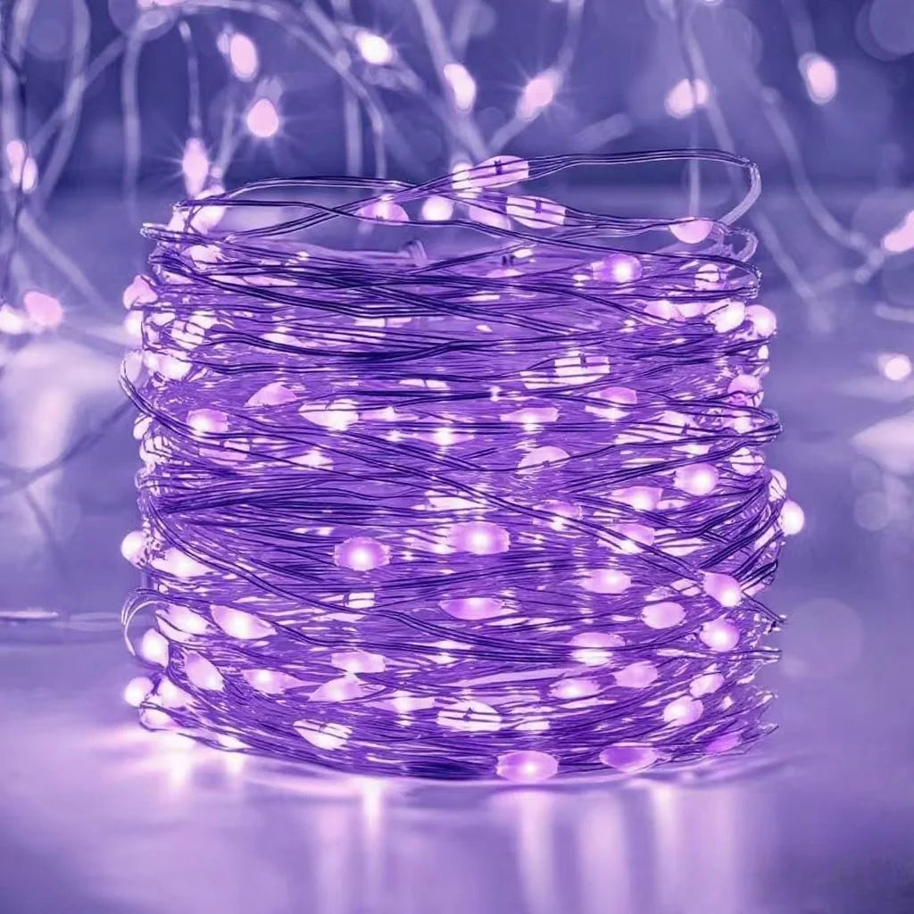 Battery Powered Copper Wire LED String Lights — 10/20/30/50/100 LED Options for Holiday, Wedding, Camping & Christmas Decor