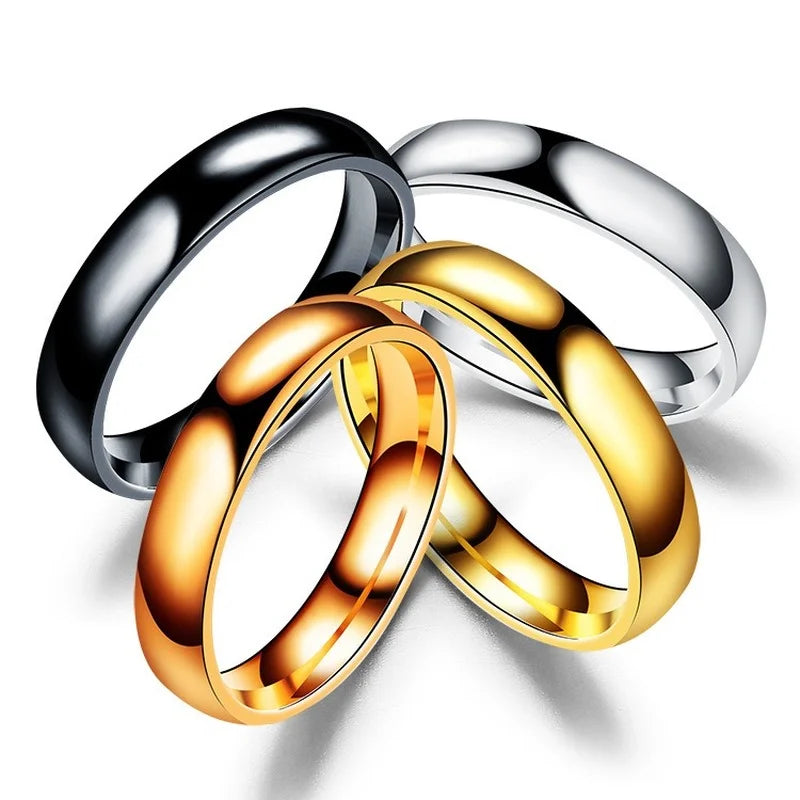 Unisex 6mm (0.24 in) Stainless Steel Wedding Band – High Polish Hypoallergenic Couples Ring (Steel, Black, Gold, Rose Gold)