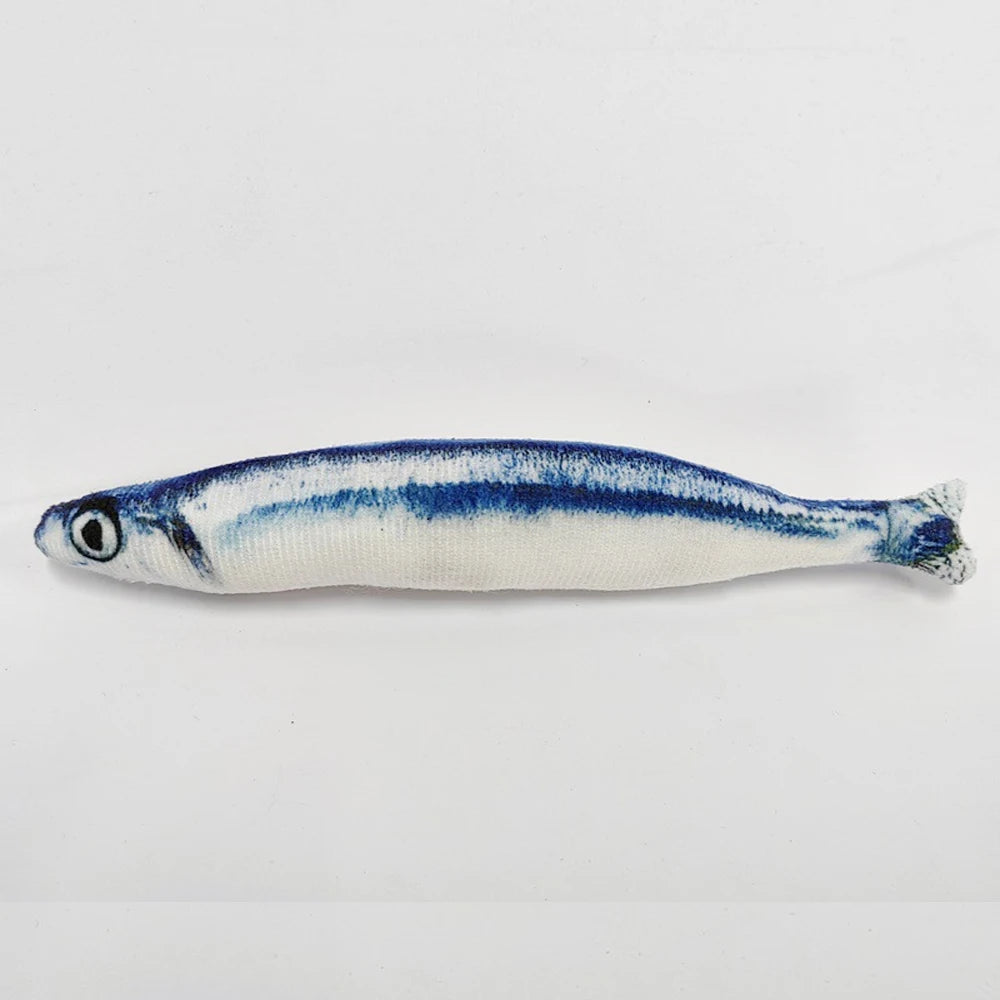 3D Fish-Shaped Plush Cat Toy, Interactive Chew & Teaser, 20 cm (7.9 in)