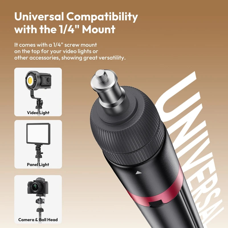 Heavy Duty 2M (6.6 ft) Foldable Light Stand Tripod with 1/4-inch (6.35 mm) Universal Mount for Photography, Video Lights, Cameras, Livestream